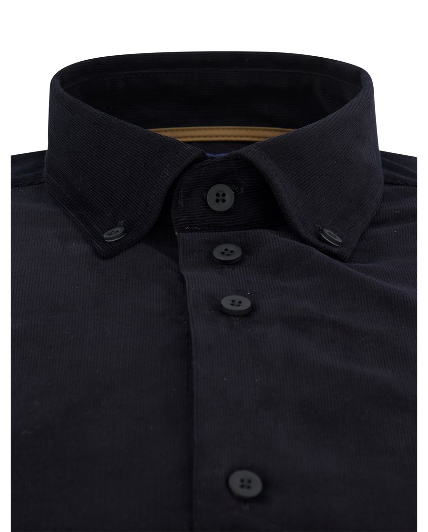 Eden Valley overhemd ml 7 zwart corduroy modern fit