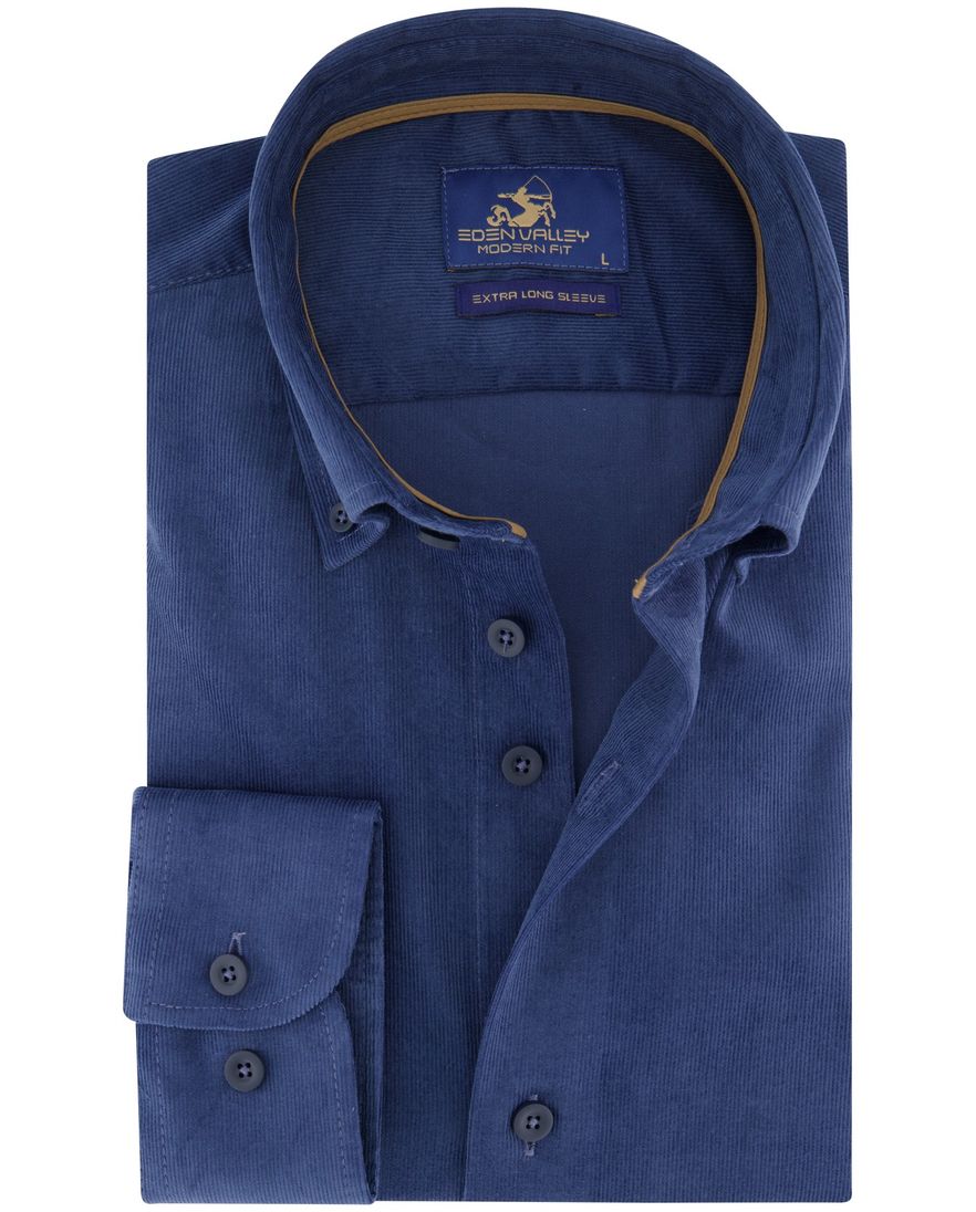 Eden Valley overhemd ml 7 blauw corduroy modern fit