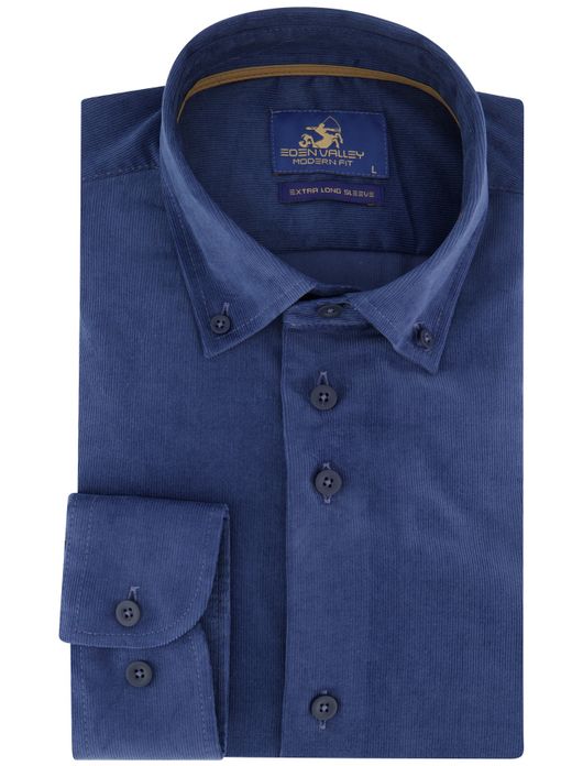 Eden Valley overhemd ml 7 blauw corduroy