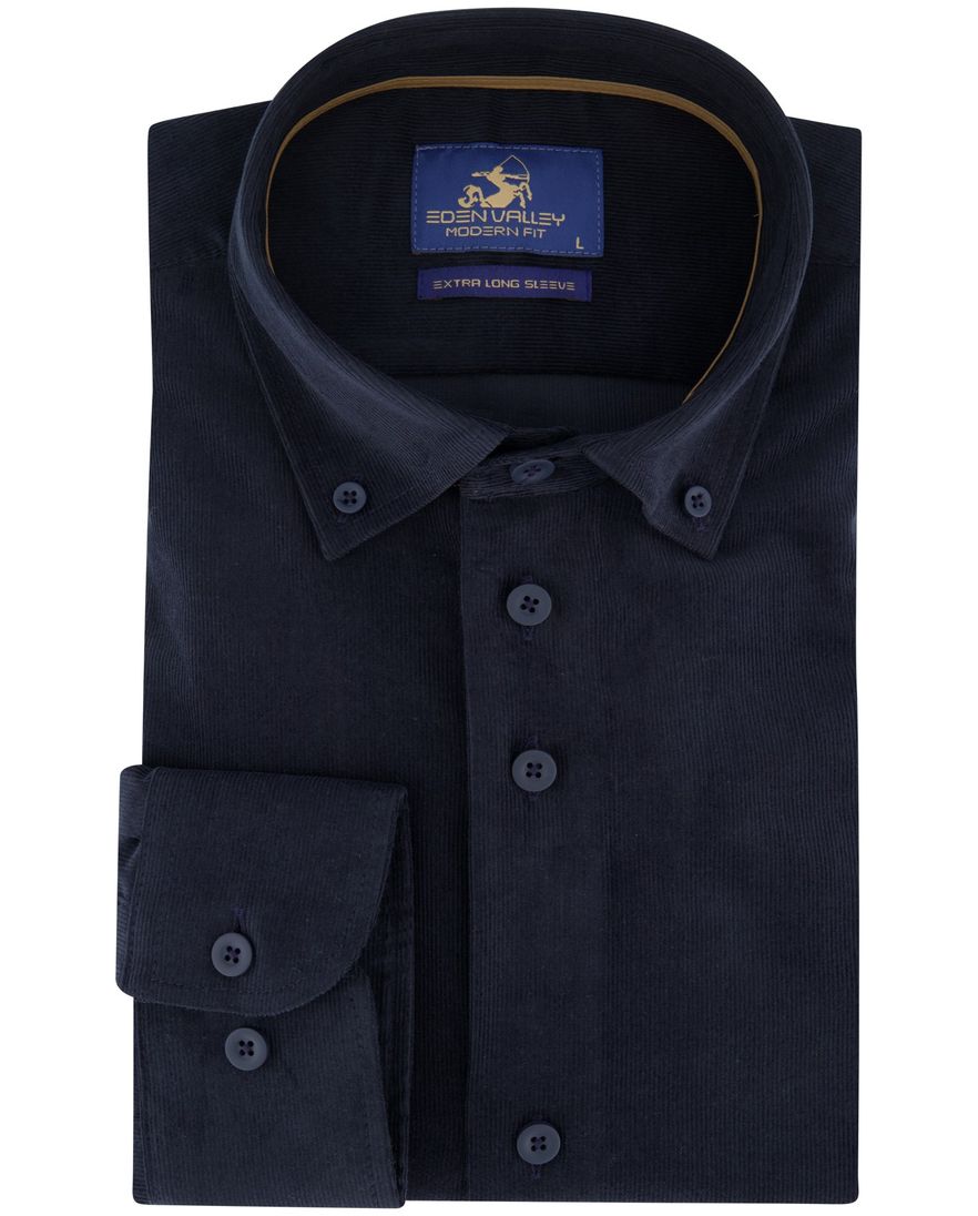 Eden Valley overhemd ml 7 donkerblauw corduroy modern fit