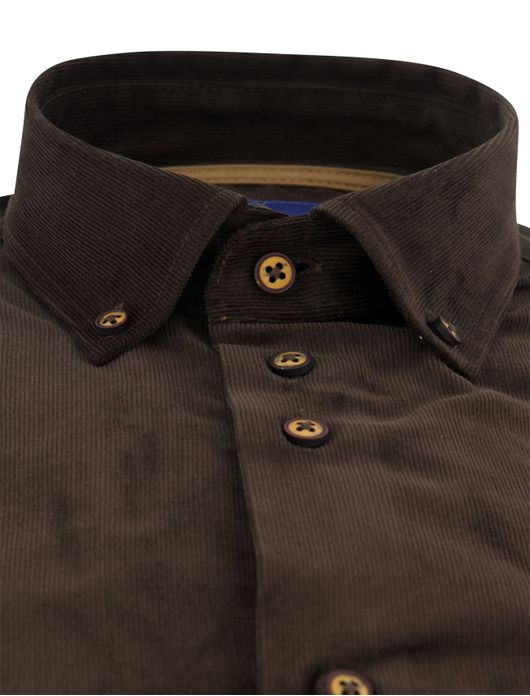 Eden Valley corduroy mouwlengte 7 overhemd bruin