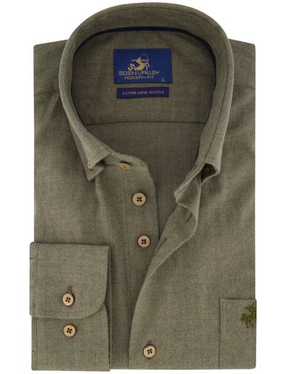 Eden Valley Eden Valley Overhemd Mouwlengte 7 groen katoen modern fit