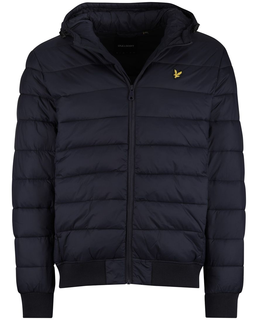 Lyle & scott winterjas effen donkerblauw gewatteerd