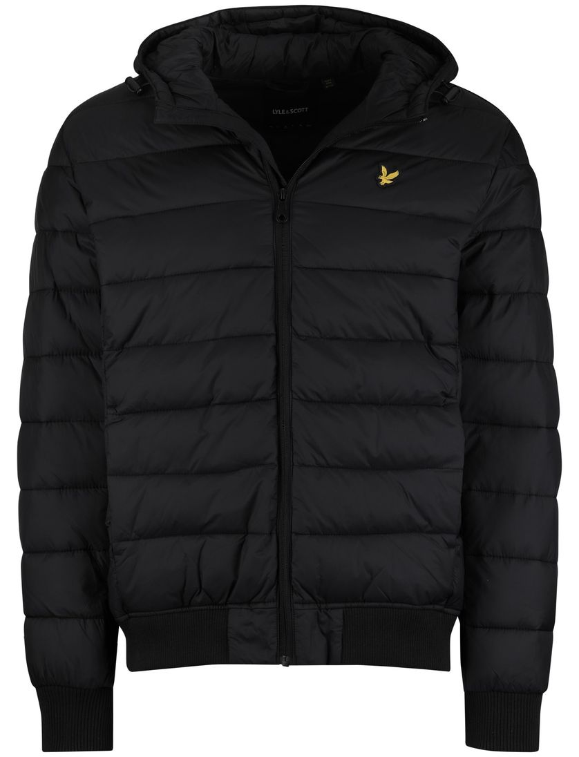 Lyle & scott winterjas zwart normale fit effen gewatteerd