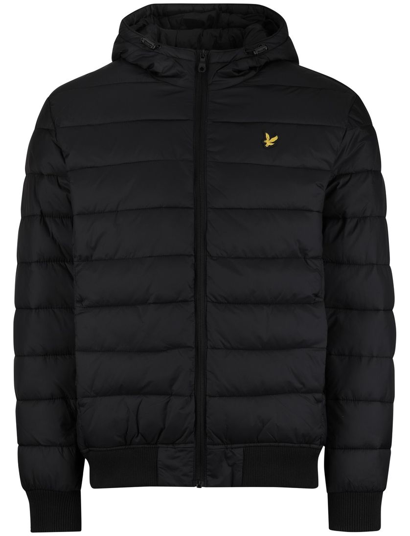 Lyle & scott winterjas zwart normale fit effen gewatteerd