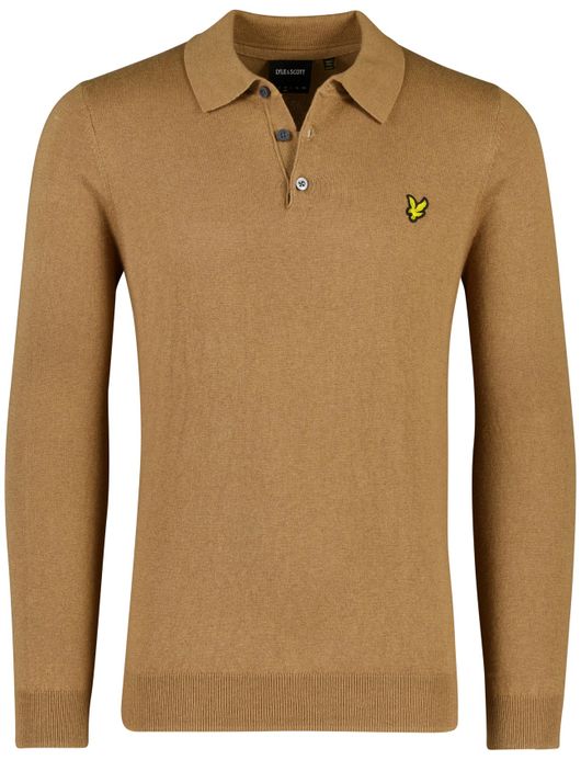 Lange mouw polo bruin Lyle & Scott katoen