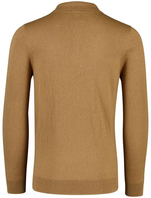 Lyle & Scott lange mouw polo bruin 3-knoops