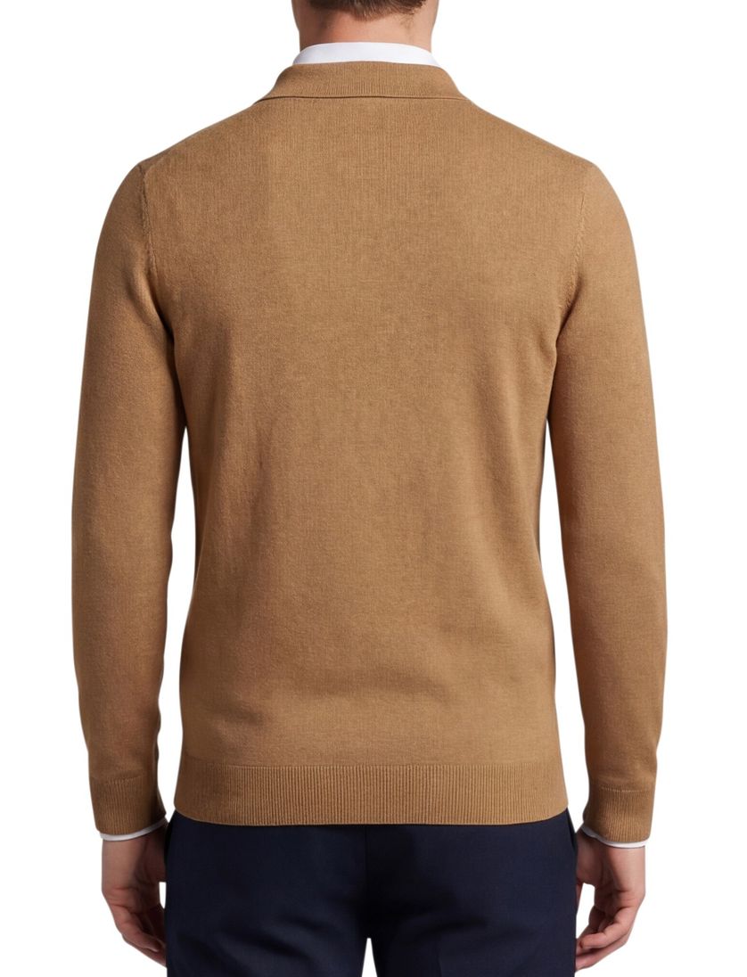 Bruine lange mouwen polo Lyle & Scott normale fit