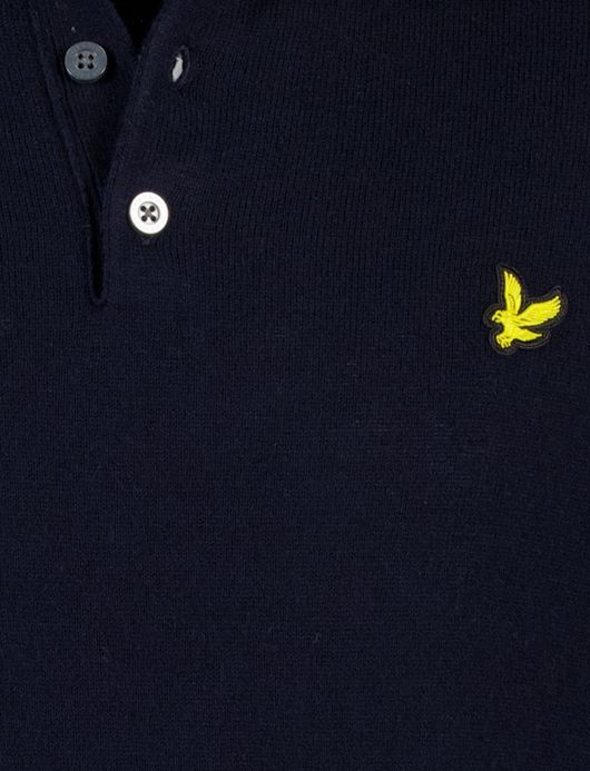 Lyle & Scott lange mouw polo donkerblauw 3-knoops