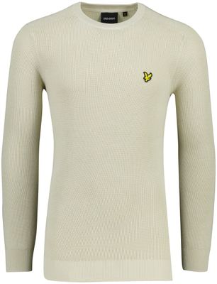 Lyle & Scott Lyle & Scott trui creme ronde hals grof gebried