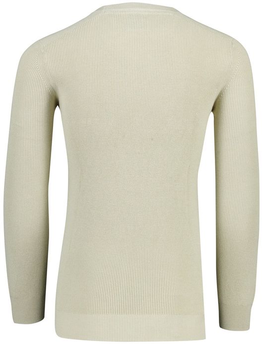 Lyle & Scott trui creme ronde hals grof gebried