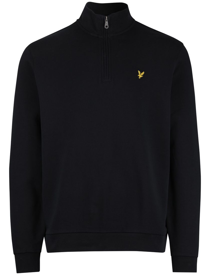 Lyle & Scott half zip trui donkerblauw katoen effen