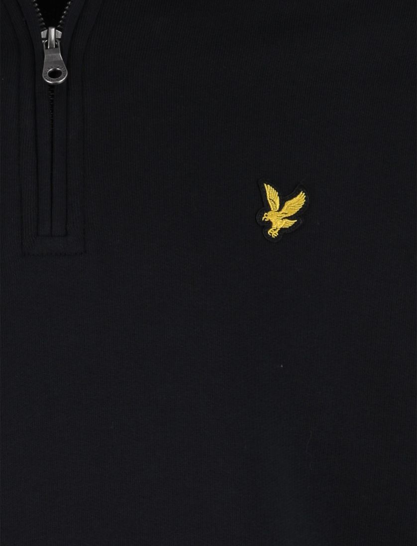 Lyle & Scott half zip trui donkerblauw katoen effen