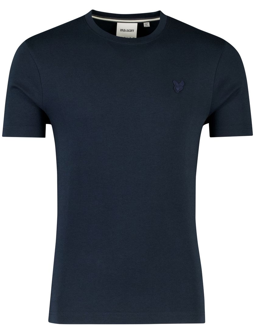 t-shirt Lyle & scott donkerblauw effen katoen