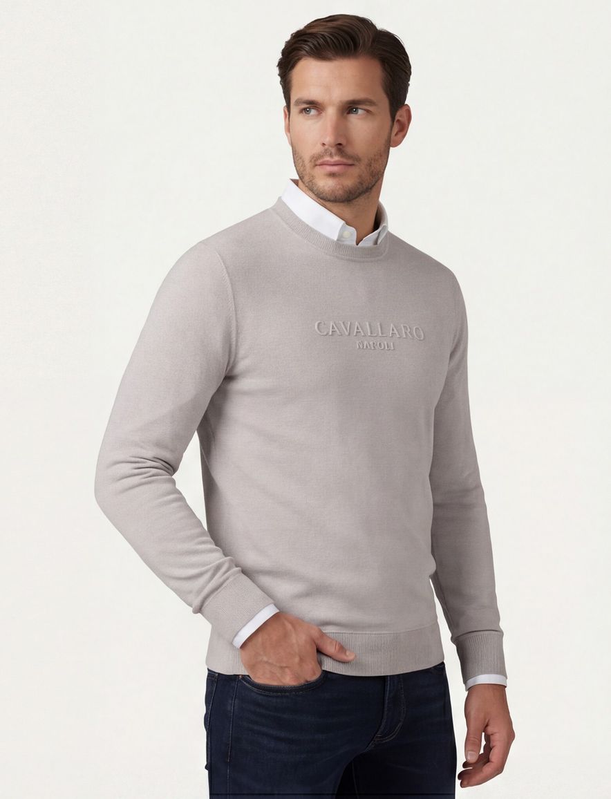 Cavallaro Sweater beige ronde hals