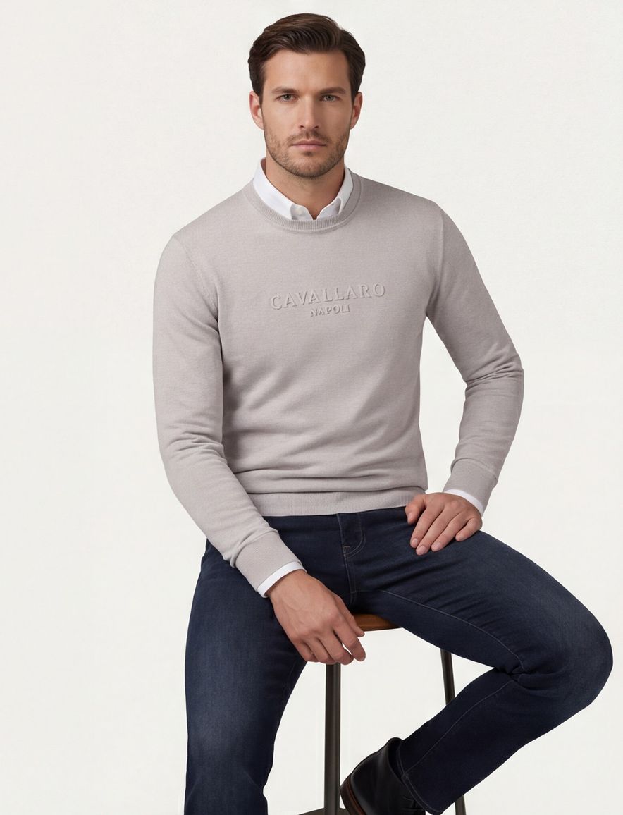 Cavallaro Sweater beige ronde hals