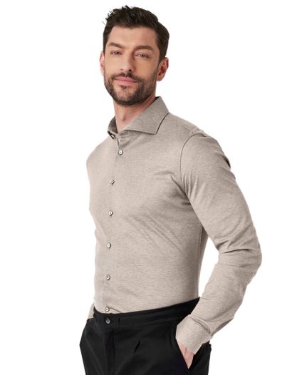 Desoto Desoto Luxury Hai overhemd beige katoen gemêleerd