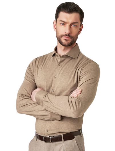 Desoto business overhemd bruin Desoto Luxury