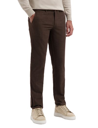 COM4 Com4 pantalon chino effen bruin katoen normale fit