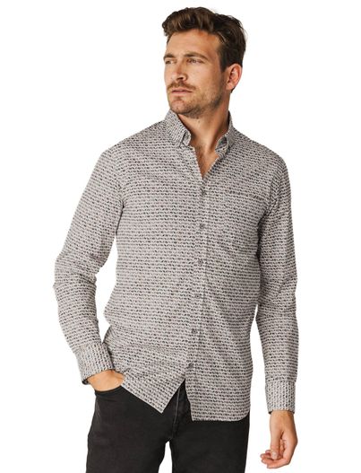 State of Art State of Art wijde fit overhemd donkerblauw geprint