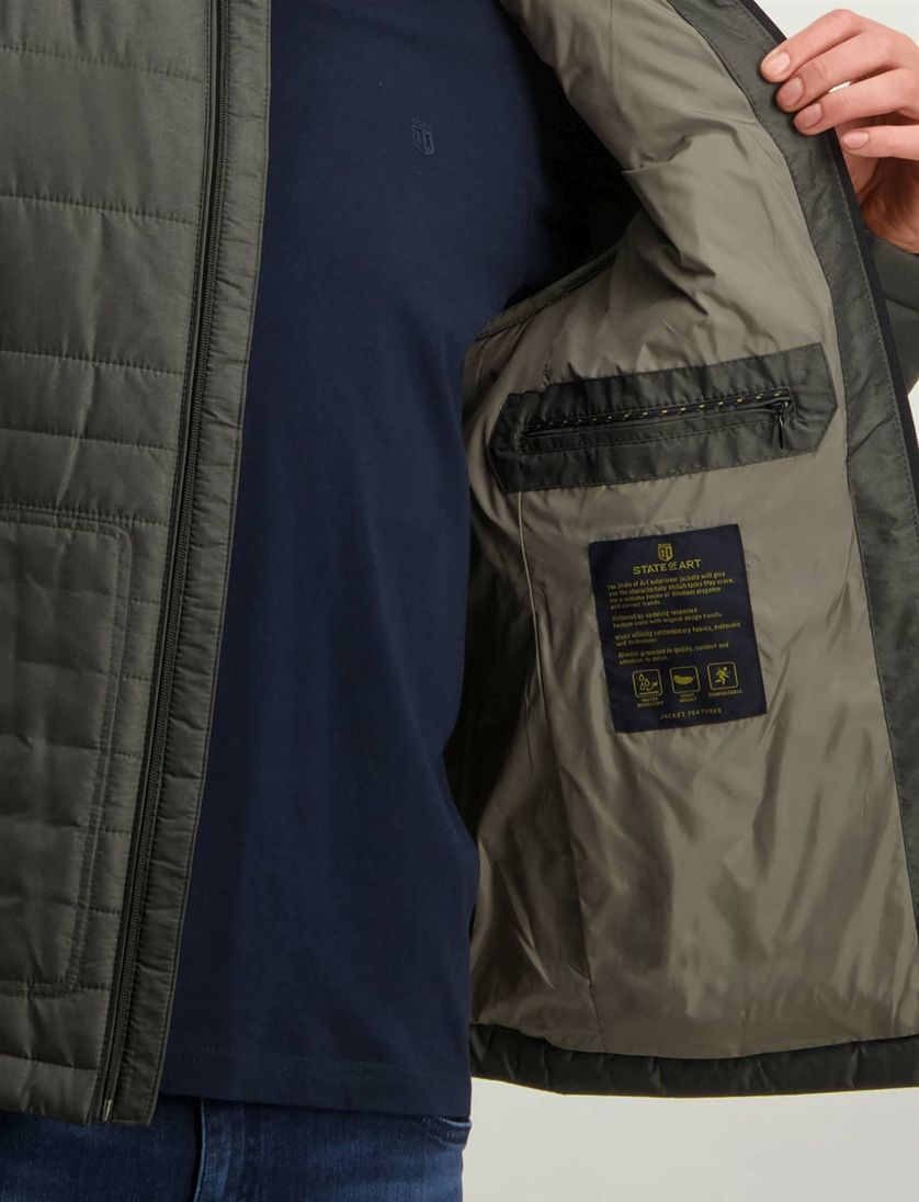 State of Art tussenjas blauw effen gewateerd