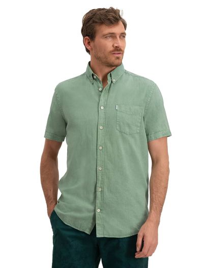 State of Art State of Art wijde fit overhemd korte mouw groen