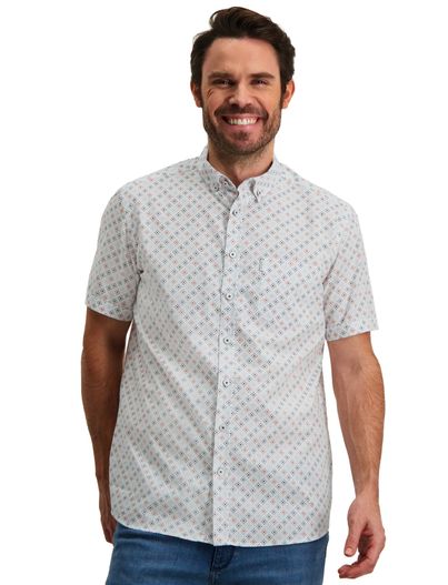 State of Art State of Art wijde fit overhemd korte mouw wit geprint