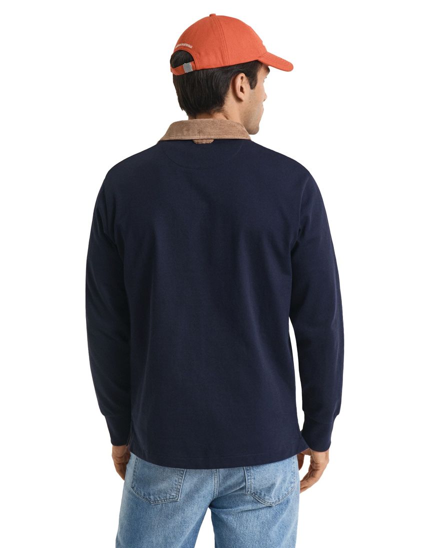 Gant trui donkerblauw effen normale fit katoen