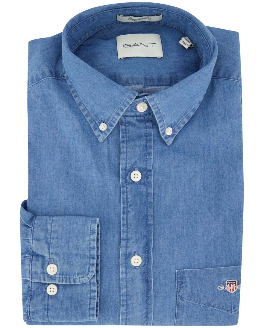 Gant Regular Fit casual overhemd blauw button-down boord