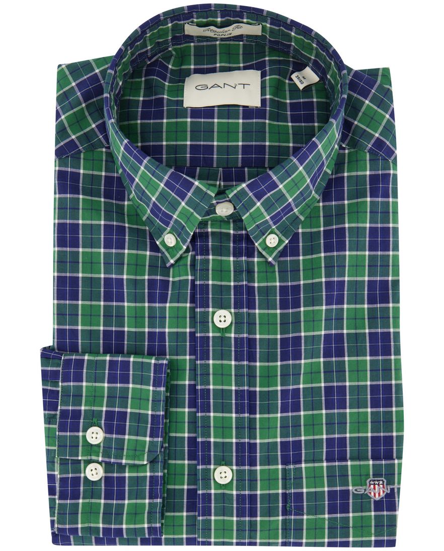 Gant Regular Fit casual overhemd groen geruit