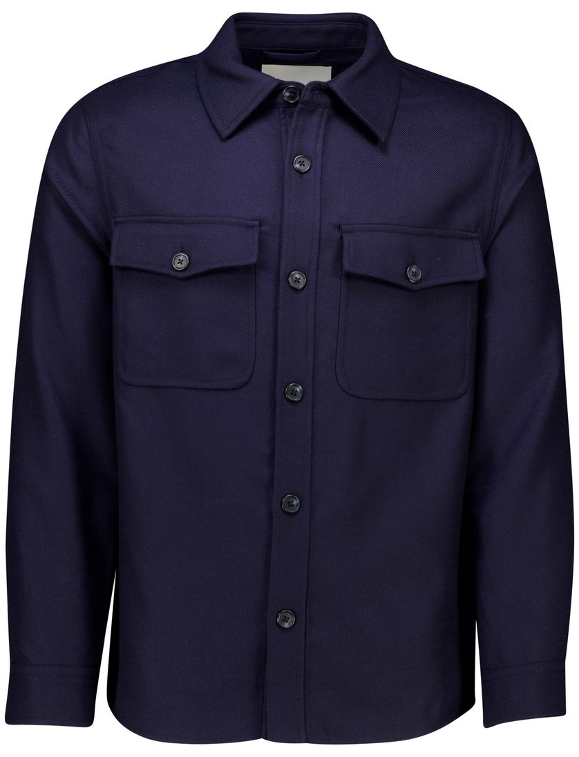 effen Overshirt Gant donkerblauw normale fit