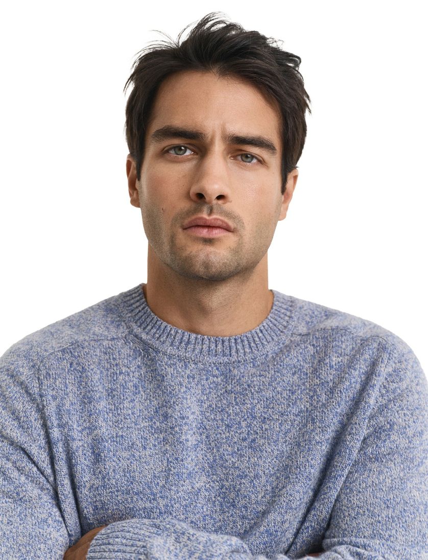 Gant regular fit trui blauw ronde hals lamswol