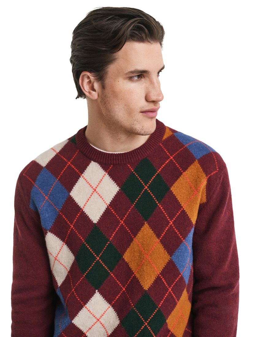 Gant Argyle trui regular fit rood gebreid