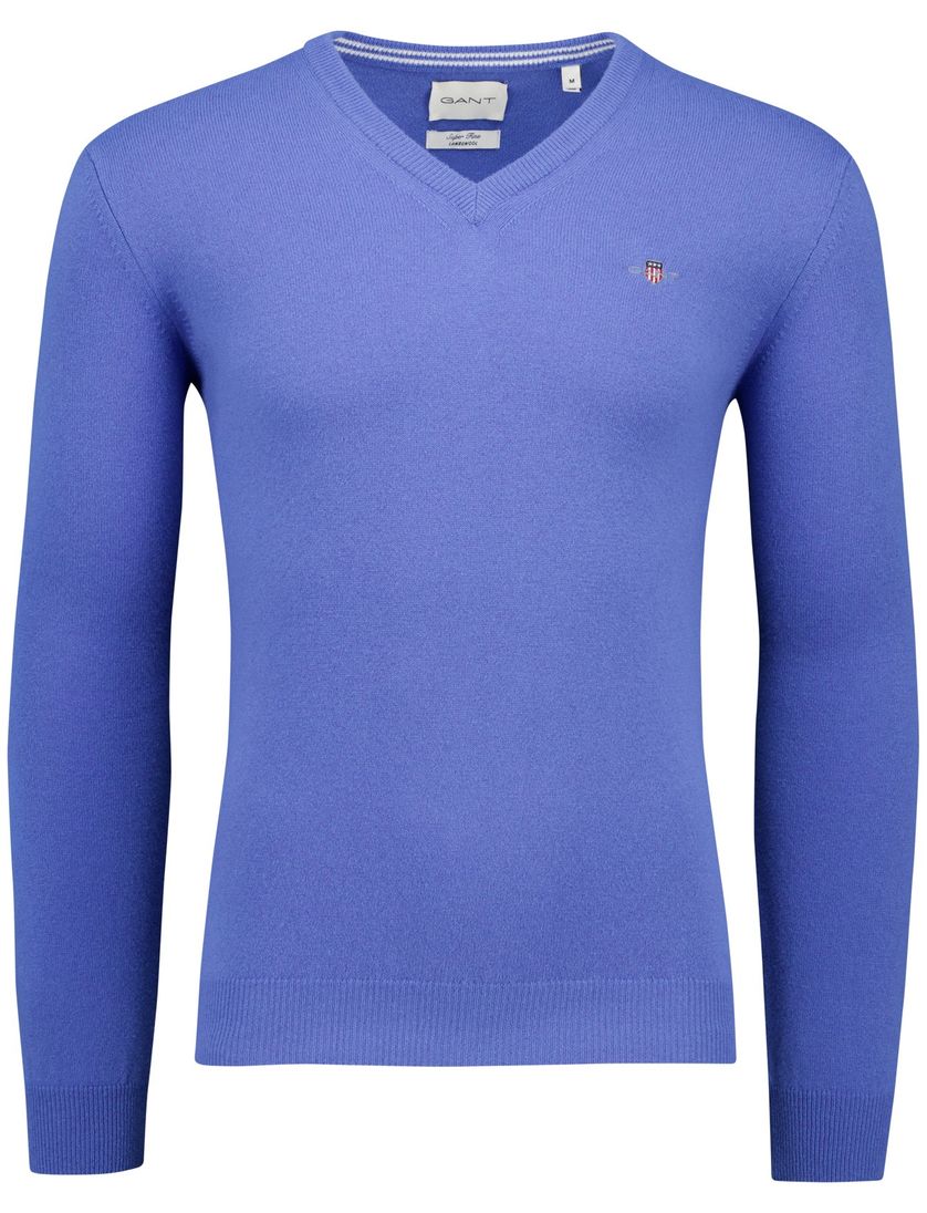 Lamswol V-hals trui Gant blauw