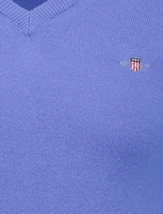 Gant v-hals trui lamswol blauw