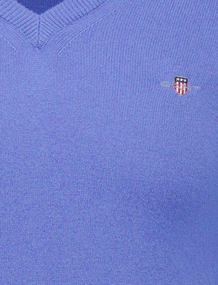 Lamswol V-hals trui Gant blauw
