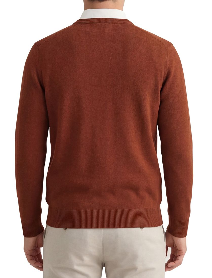 Gant trui oranje lamswol gebreid v hals lange mouwen