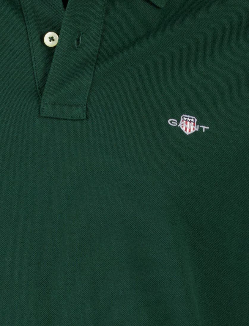 Effen Gant lange mouw polo normale fit groen