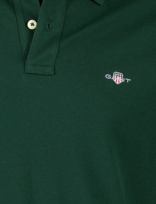 Katoenen effen lange mouw polo Gant normale fit groen