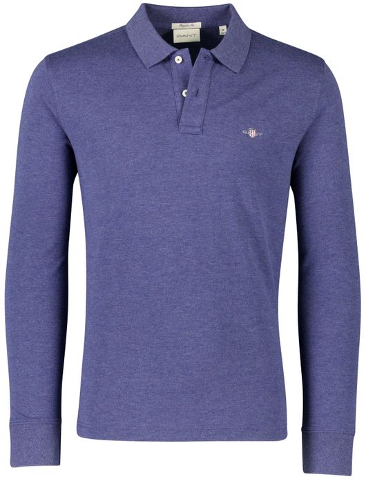 Katoenen lange mouw polo Gant blauw normale fit