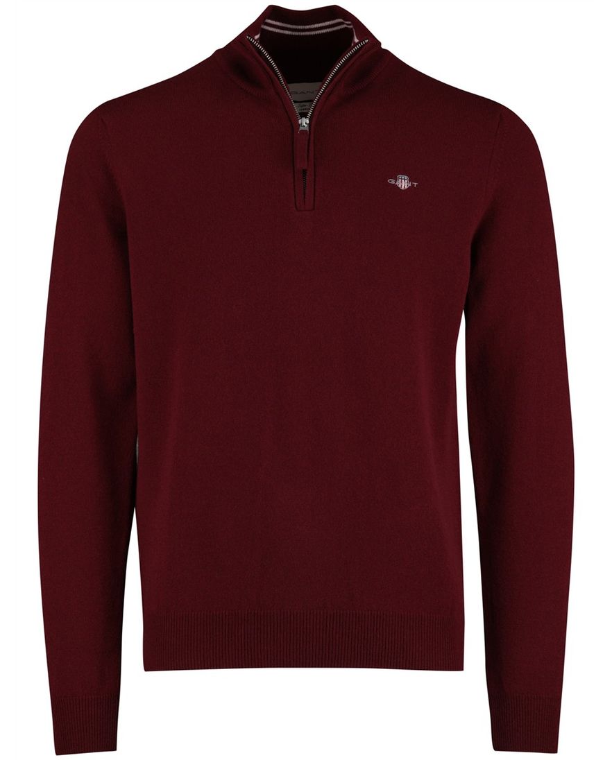 Gant Half Zip trui Bordeaux 100% lamswol