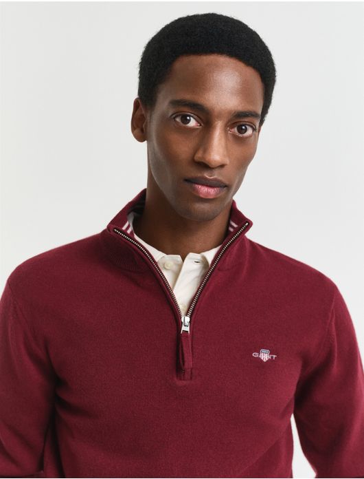 Gant Half Zip trui Bordeaux wol