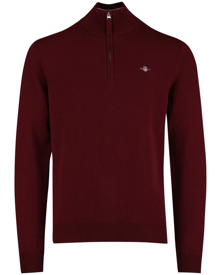 Gant Half Zip trui Bordeaux 100% lamswol