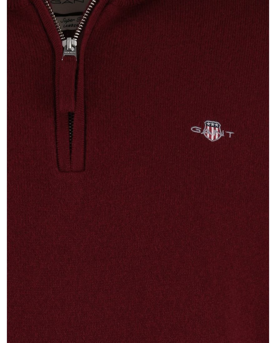 Gant Half Zip trui Bordeaux 100% lamswol