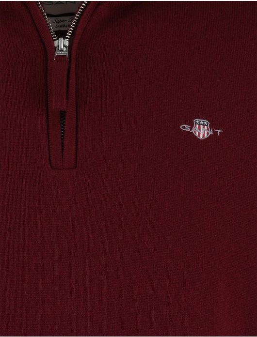 Gant Half Zip trui Bordeaux wol