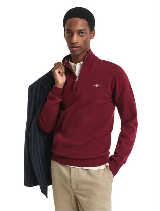 Gant Half Zip trui Bordeaux wol