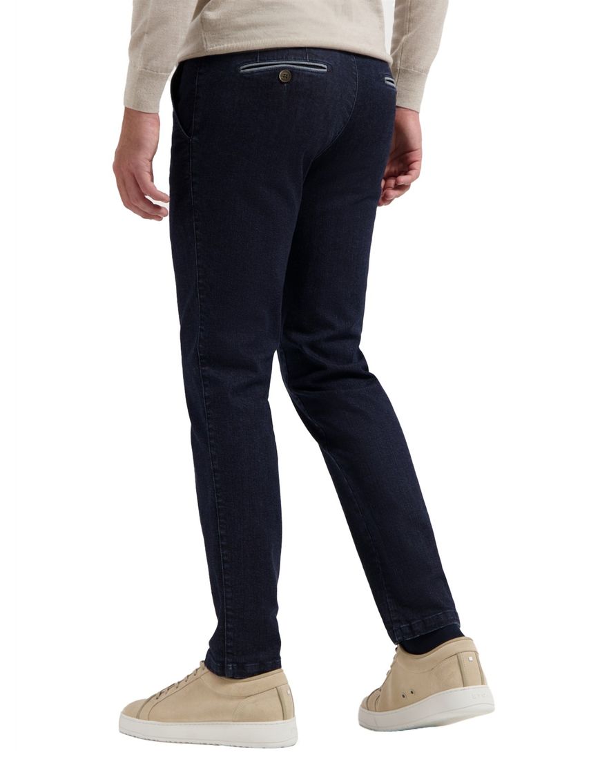 COM4 pantalon modern chino donkerblauw denim gemêleerd