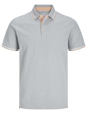 Jack & Jones Jack & Jones polo grijs 3-knoops katoen