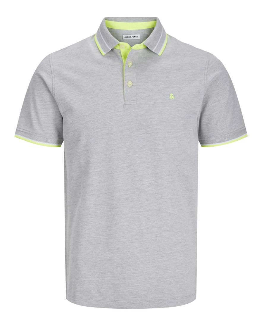 Jack & Jones polo grijs gemeleerd 3-knoops