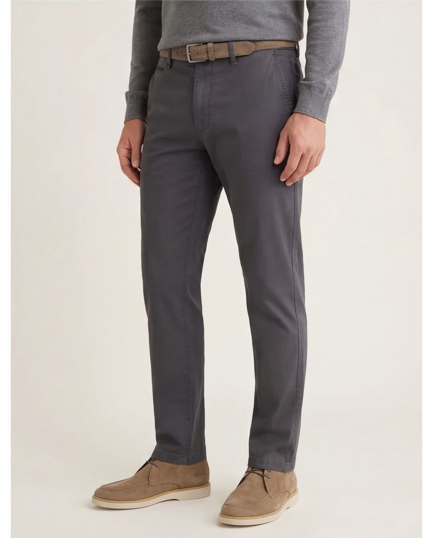 Gardeur Benny grijs effen pantalon flatfront